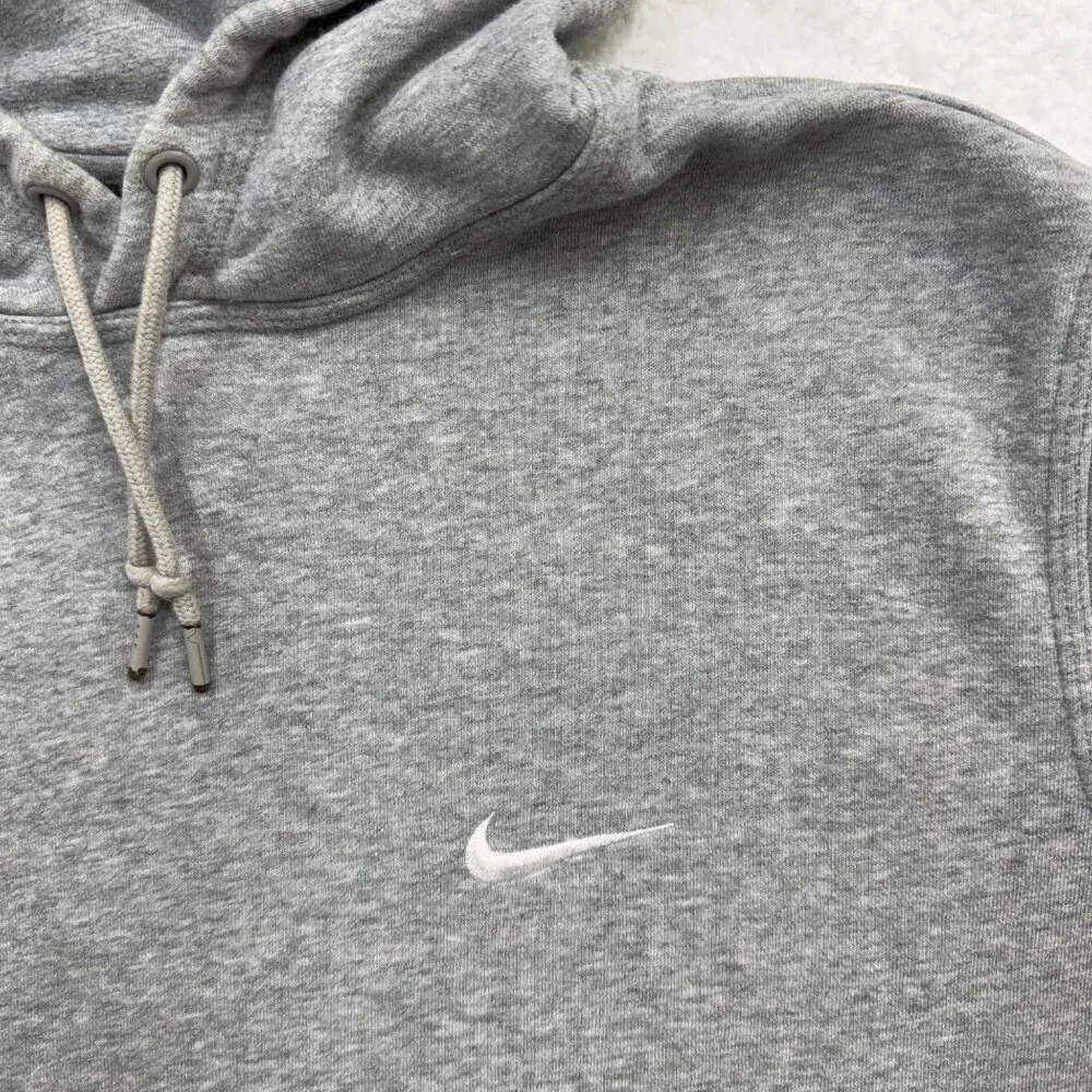 VTG Y2K‎ Nike Embroidered Swoosh Hoodie Heather Gray Streetwear Adult Size XL